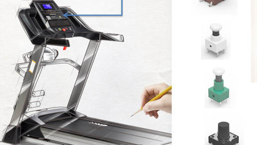 應用于：運動(dòng)器材面板，主要普通6*6，12*12輕觸開(kāi)關(guān)系列